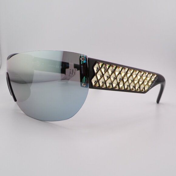 Swarovski Crystal Detail Mirrored Rimless Shield, Lightweight Wraparound SK0364 main image 4